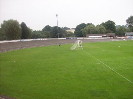 Behind the goal at the Lyme Valley Stadium